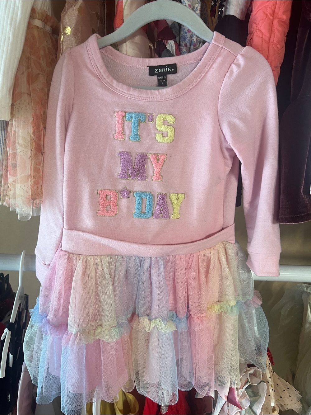 Zunie Pink Pastel 'It's My B'Day' Tulle Dress